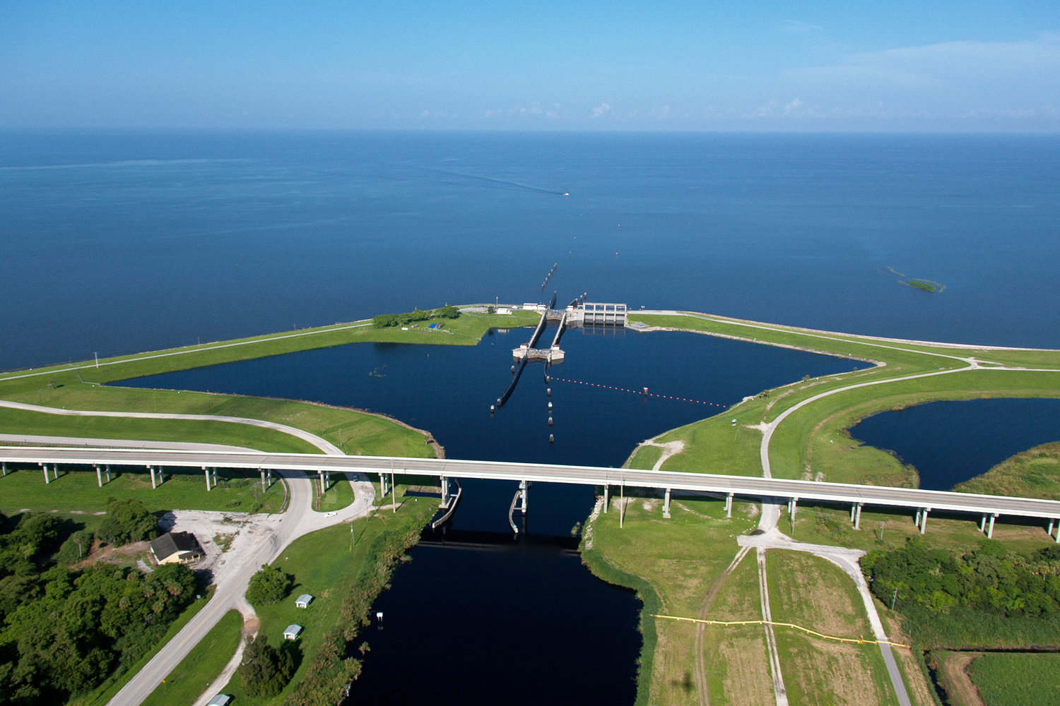 Aerial of Port Mayaca  Lake Okeechobee Florida